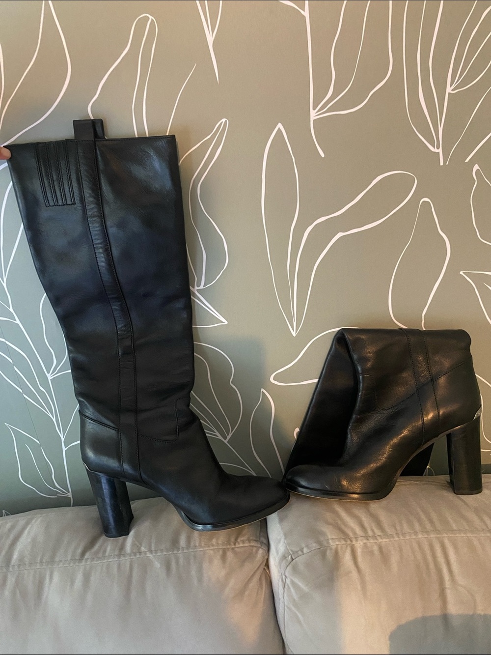 Michael Kors Black Leather Over-the-Knee & Ankle Boot Set